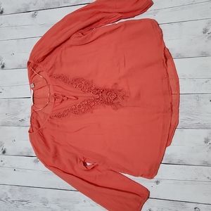LC Lauren Conrad XL Coral/Orange Blouse